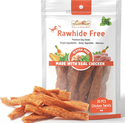 Chicken Dog Chew Twist Sticks, Puffed Human Grade Chicken Dog Treat Sticks, Rawhide Alternative, Easy to Digest 20pcs/Pack...