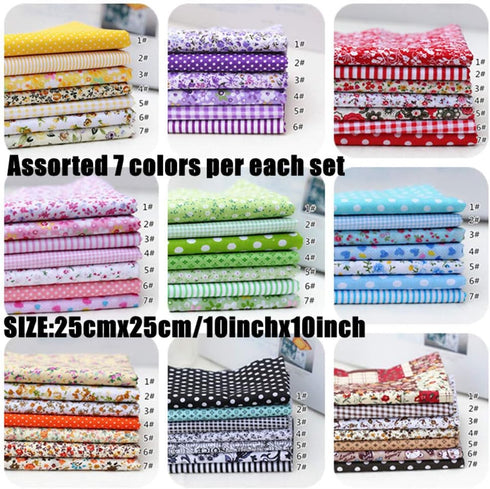 14 Pieces Assorted 7 Designs Square Fabric Bundles Sewing Square Patchwork Precut Fabric Scraps for DIY Quilting Applique Doll Dress Making (Green...