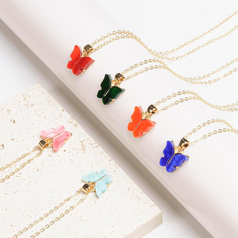 Butterfly Necklace Bohemian Retro Chain Friendship Necklace for Women Good Luck Pendant Chain Necklace with Message Card Gift Card...