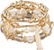 4Pcs Set Bohemian Rose Leaves Crystal Pearl Tassel Beaded Stretch Pendant Bracelets for Women Gold Beaded Stackable Bracelet Colorful Charm Jewelr...
