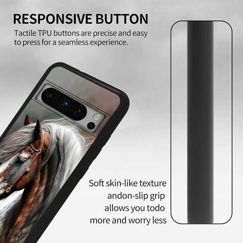 Horse Phone Case for Google Pixel 8 Pro, Slim Black Soft TPU Shockproof Protective Case for Pixel 8 Pro...