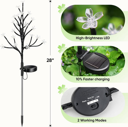 Solar Flowers Lights Garden Decor, Solar Garden Lights Outdoor Decorative,2Pack 40LED Solar Lights Outdoor Garden Waterproof Fairy Lights for Outs...