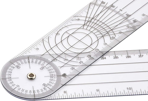 Clear Plastic Goniometer Can Rotate 360 Degree 7'' Arms, Quick Angle Protractor Measuring Tool...