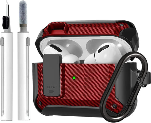 Airpods Pro Case Cover for Men Lock with Cleaner kit, Military Armor Series Full-Body AirPod Pro Case with Keychain Cool Air Pod Pro Shockproof Pr...