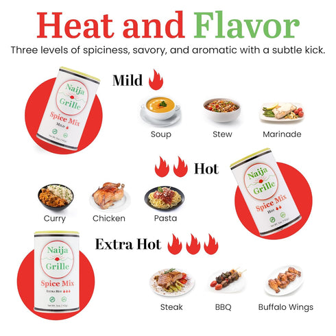 Naija Grille Seasoning - Hot - All Purpose Spice Mix for Chicken, Beef, Fish, Vegetables, and More - Elevate Flavor with Seasoning for Cooking, Gr...