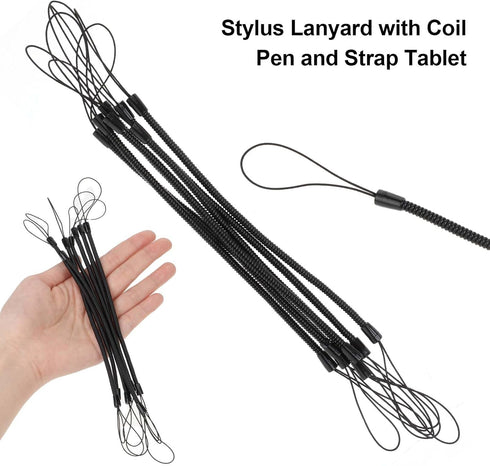 8 PCS Elastic Lanyard Tether Retractable Spring Coil Strap Pens Coil Spring Straps Touch Pens Plastic Coil Spring Leash Stylus Lanyard Cord for Te...