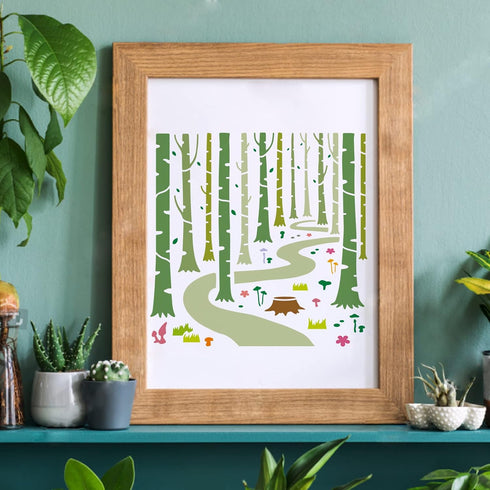 FINGERINSPIRE Woodland Forest Stencils 11.8x11.8 inch Forest Tree Painting Stencil Forest Path Stencil Plant Drawing Stencil Into The Woods Stenci...