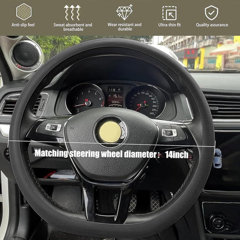 1 PC Car Steering Wheel Cover, 14.96" Silicone Non-Slip Textured Steering Wheel Cap, Comfortable Touch Decorative Accessory for All Seasons, Compa...