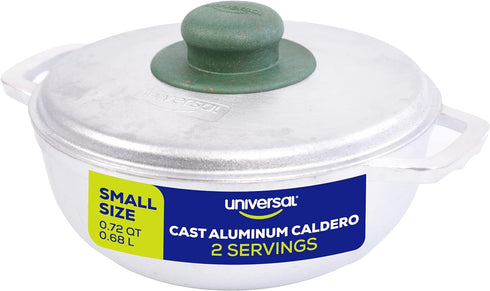 Universal Small Caldero 2 Cups - 0.7 QT / 0.6 L, Stainless Aluminum Pot, Even Heat Distribution and Fast Cooking Dutch Oven Pot with Lid, Ergonomi...