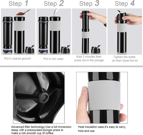 Fdit Portable Mini Espresso Maker Hand Held Pressure Caffe Espresso Machine Compact Manual Coffee Maker for Home Office Travel Outdoor(Black)...