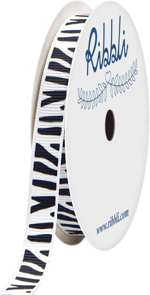 Ribbli Grosgrain White/Black Zebra Craft Ribbon,3/8-Inch x10-Yard,Use for Gift Wrapping,Party Decoration,Hair Bows,All Crafting and Sewing...