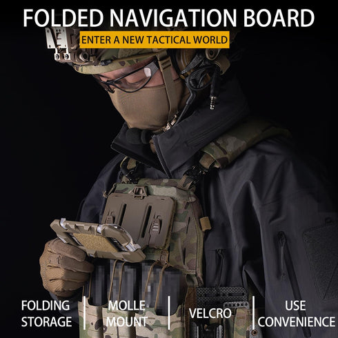 Universal Molle Phone Chest Mount Phone Holder Quick Release Folded Navigation Board for Screen Size 4.7"-6.7" (Tan)...