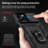 for iPhone 13 Pro Max Case with Slide Lens Cover, HD Screen Protector, Military Grade Drop Protection, Magnetic Rotated Ring Holder Kickstand Phon...