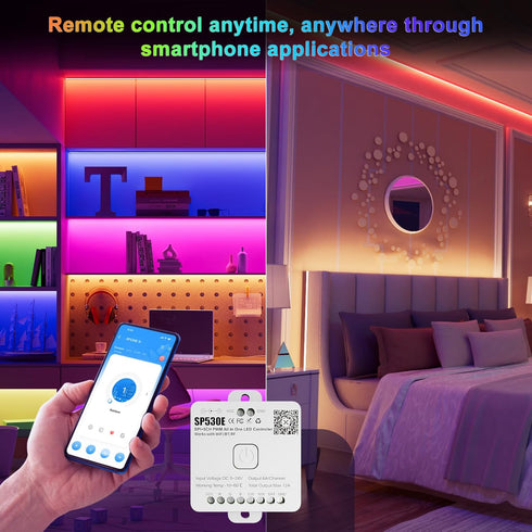 PAUTIX SP530E WiFi Alexa Bluetooth LED Controller Support PWM Monochrome CCT RGB RGBW RGBCCT or SPI TTL IC Chip LED Strip/Matrix WS2811 WS2812B WS...