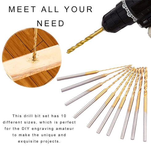 KEWAYO 10-Piece Micro Twist Drill Bit Set - 0.6mm to 2.2mm Tiny Drill Bits - 2.35mm Shank - High-Speed Steel Mini Engraving Drill Bits - Ideal for...