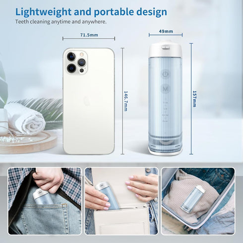 NewWay Water Dental Flosser for Teeth, Portable and Rechargeable Oral Irrigator with 4 Flossing Tips Waterproof Teeth Cleaner Picks for Home Trave...