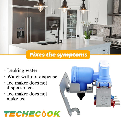 WR57X10032 WR57X33326 Refrigerator Water Inlet Valve by Techecook - Dual Solenoid Valve Compatible for GE Hotpoint Refrigerator - Replaces AP3672839 WR57X10040 PS901314 AP3192626 WR57X10064 WR57X98