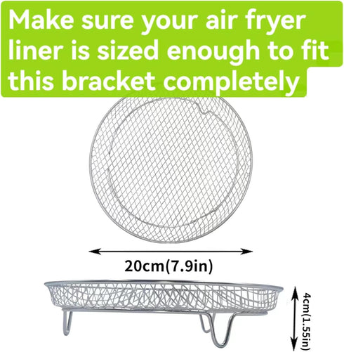 Round Air Fryer Rack, 7.8inch Stainless Steel Dehydrator Rack with Insulated Clamp and Brush Air Fryer Accessories for Ninja, Philips, Gowise USA,...