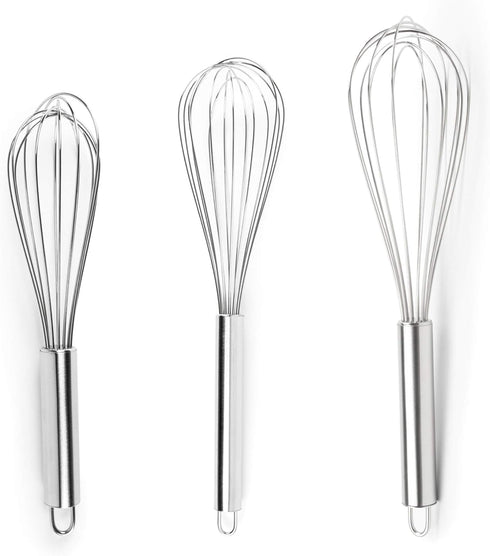 Fox Run 5830 Set of 3 Stainless Steel Wire Balloon Whisks, 8", 10" and 12-Inch...
