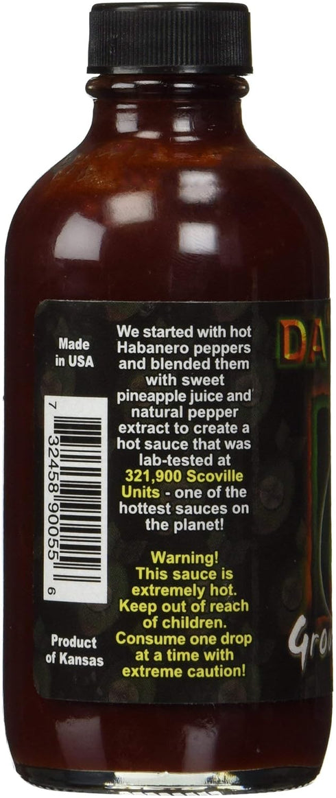 Da Bomb - Ground Zero - Original Hot Sauce - 321,900 Scovilles - 4oz Bottle - Made in USA with Habanero Peppers- Non-GMO, Gluten Free, Sugar Free,...
