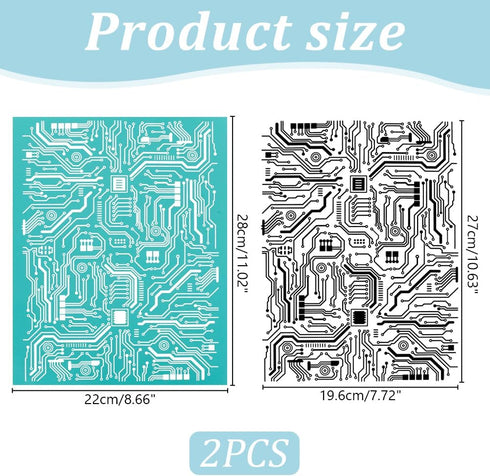 2 PCS Circuit Board Silk Screen Stencil 8.5x11 Inch Reusable Adhesive Stencil Circuit Stencil Patterns for Painting Background Mesh Adhesive Scree...