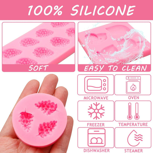 Silicone Fruit Snack Molds, 3D Strawberry Lemon Fondant Baking Molds, Mini Pineapple Grape Chocolate Molds for Cake Decoration Cupcake Topper Cook...