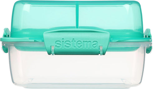 Sistema 1.24L Lunch Stack Square to Go Assorted Colours, Polypropylene, 1.24 Litre...