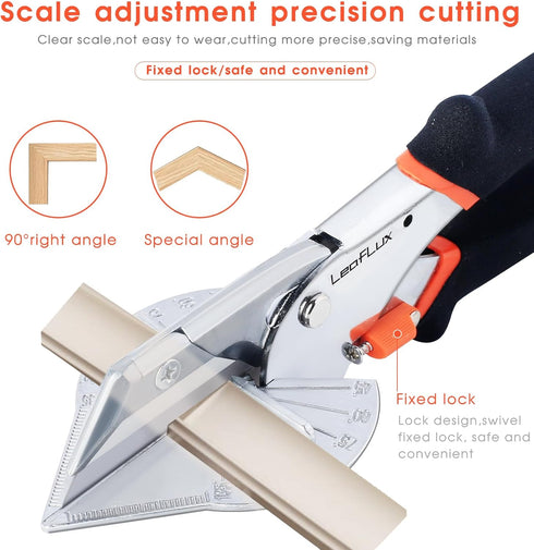 Replaceable blade Miter Shears Handheld, Multifunctional Trunking Shears for Angular Cutting of Moulding and Trim, Adjustable at 45 to 135 Degree,...