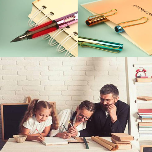 6 Sets Everlasting Pencil with BONUS 6pcs Replacement Nibs, Infinity Inkless Pencil with Erasers, Magic Cute Forever Pencil for Kids Writing, Sket...