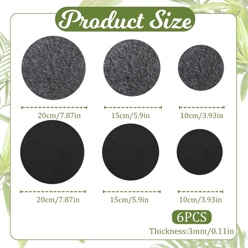 Plant Coaster Mat, 6PCS 3 Sizes Round Felt Plant Saucers for Indoors Plant Reversible Absorbent Waterproof Fabric Plant Pot Saucers for Gardening ...
