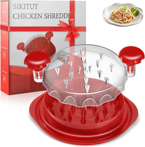 Chicken Shredder, Large Chicken Breast Shredder Tool Twist, Visible Meat Shredder, Wave Design Transparent Lid, Anti-Slip, Ergonomic Handle, Dishw...
