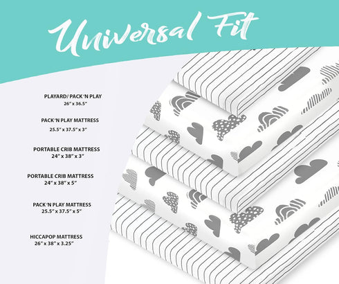 100% Organic Cotton Fitted Sheets for Graco Pack n Play, Babyletto, Pamo Babe, Hiccapop, Dream on Me, Evenflo, Baby Trend, Hygge Hush Portable/Min...