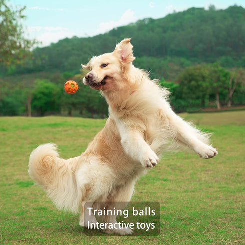 Leejec Dog Toys, 2.5" Interactive Light up Balls, Chew Toys for Medium & Small breed, Rubber Durable Fetch Training Balls, Pet Birthday Gift, 3-Pa...