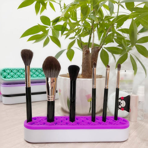TANG SONG 1 PCS Silicone Make up Brush Holder Cosmetic Storage Box Desktop Organizers (Purple)...