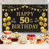 Trgowaul 50th Birthday Backdrop Gold and Black 5.9 X 3.6 Fts Happy Birthday Party Decorations Banner for Women Men Photography Supplies Background...
