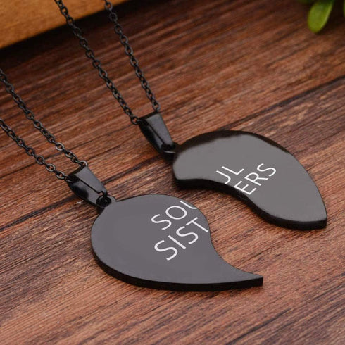 MJartoria BFF Necklace for 2-Split Heart Necklace Soul Sisters Pendant Best Friend Forever Friendship Necklace Set of 2 Valentines Day Gifts for H...