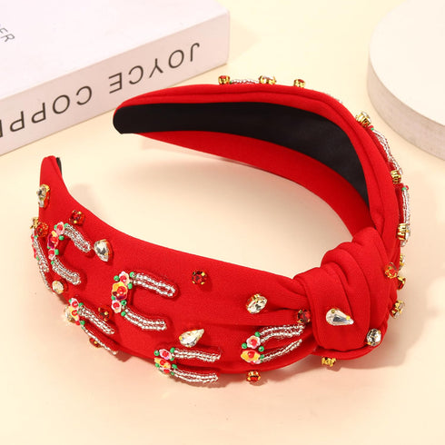 Kentucky Derby Headband for Women Beaded Horseshoe Headband Rhinestone Crystal Hairband Red Top Knot Beaded Headband Derby Horse Hair Accessories ...
