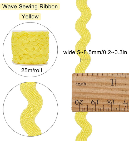 GORGECRAFT 1 Roll 27yd/25m RIC Rac Trim Ribbon Wave Sewing Bending Fringe Trim 5mm/0.2 inch for Sewing Flower Making Wedding Party Lace Ribbon Cra...