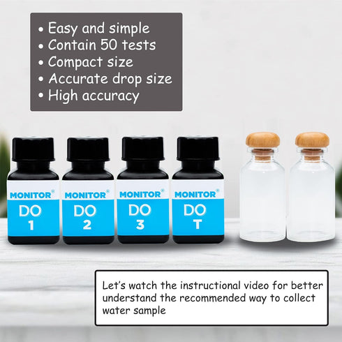 Monitor DISSOLVED Oxygen Test KIT (50 Tests) - Monitor Aquarium and aquaculture Water Quality...