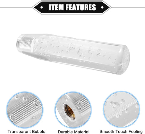 Gear Shift Knob Stick, 20cm Faux Crystal Transparent Bubble Gear Shifter Universal for Manual Transmission Vehicle Durable Acrylic Clear with Adap...