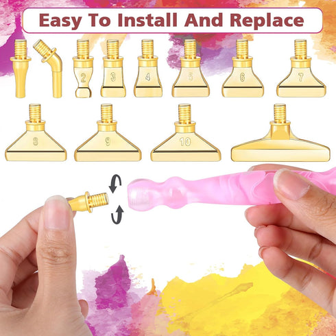 DoreenBow 21Pcs Diamond Art Painting Pen Metal Tips Kit Stainless Screw Thread Tips Multi Placer Tips Diamond Art Painting Accessories 5D Diamond ...
