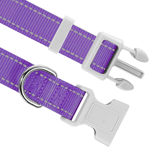 Reflective Dog Collar, Soft Neoprene Padded Breathable Nylon Pet Collar Adjustable for Medium Dogs, Purple, Medium...