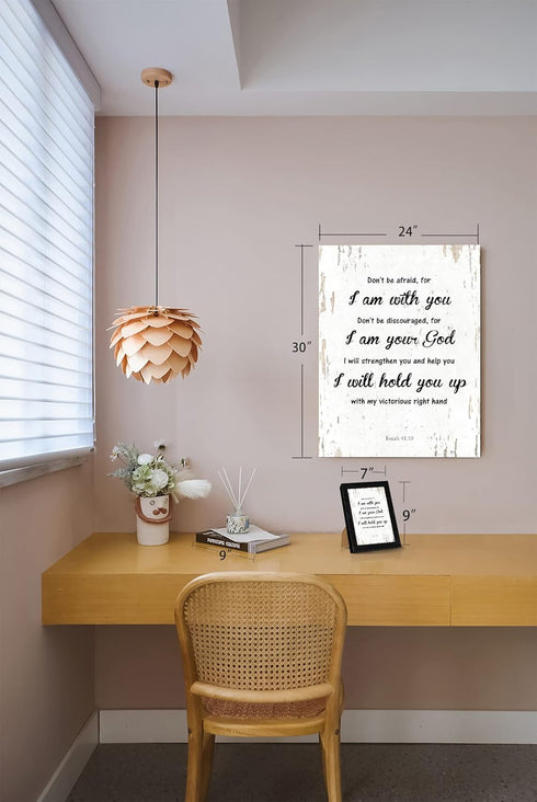 Isaiah 41:10 Don't be Afraid, for I am with you Bible Verse - FRAMED - Canvas Print Home Decor Wall Art, Gallery Wrap Inner Frame, 14x18, White...