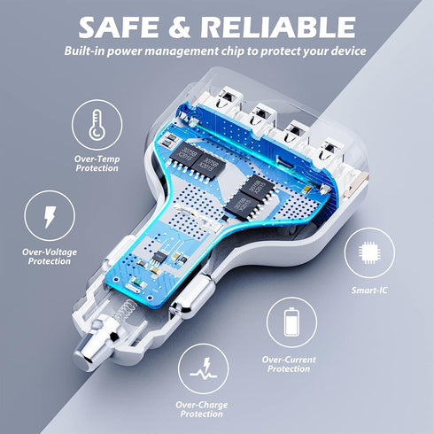 SUNDA 48W/9.6A USB Fast Car Charger, 4-Ports Car Charger Adapter for Apple and Android Smart-Phones, Car Phone Smart Charger Compatible with iPhon...