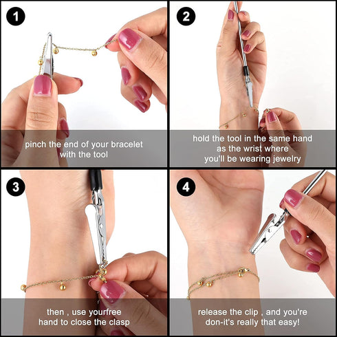 Yolev 2PCS Bracelet Jewelry Helper Tool Bracelet Clamp Jewelry Making Fastener for Fastening and Hooking Watch Bracelet Necklace...