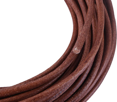 KONMAY 4.0mm Round Real Leather Cord, 10 Yards Dark Natural Leather String Cord for Jewelry Making, Necklaces, Bracelets and Crafting...