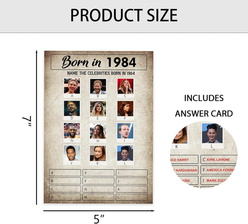 1984 Birthday Game Card Stock - 40th Birthday Party Game - Double-Sided Printed Birthday Card Stock With Answers, Perfect For Birthday Parties And...