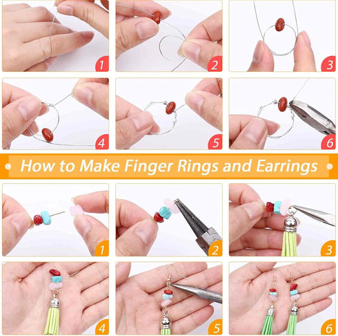 selizo Crystal Beads for Ring Making, 28 Colors Chips and Gemstone Beads, Ring Making Kit with Plastic Box for Jewelry, Bracelets, Earring Making ...