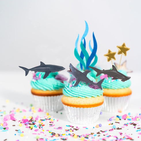 9 Pack Shark Cake Topper Shark Figurines Decoration for Kids Baby Shower Ocean Theme Birthday Party...