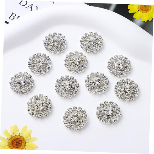 EXCEART 12 Pcs Rhinestone Buckle Sew-on Clothing Buttons Rhinestone Button Embellishment Bulk Buttons Bridal Rhinestone Applique Silver Rhinestone...